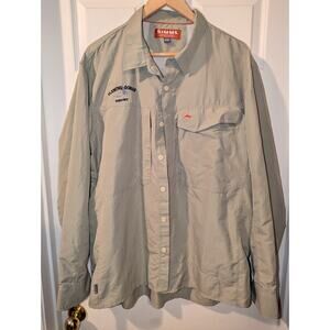 Simms Fishing Guide Shirt Mens XXL Tan Khaki Long Sleeve Button Vented Nylon